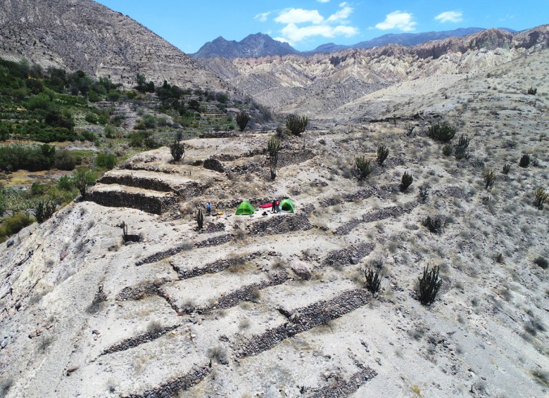 Ruins are all that remain of local agricultural terraces that were buried by the Huaynaputina eruption of 1600.